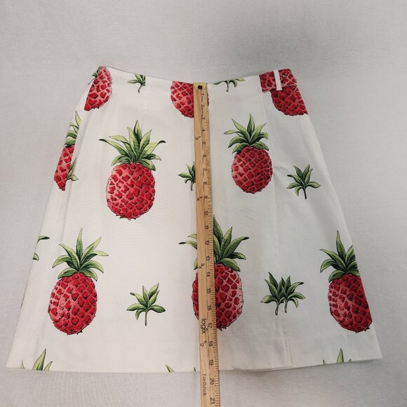 TALBOTS Stretch Preppy Ivory Tropical Pineapple Skirt Size Petites 8 LIKE NEW! - Picture 15 of 16
